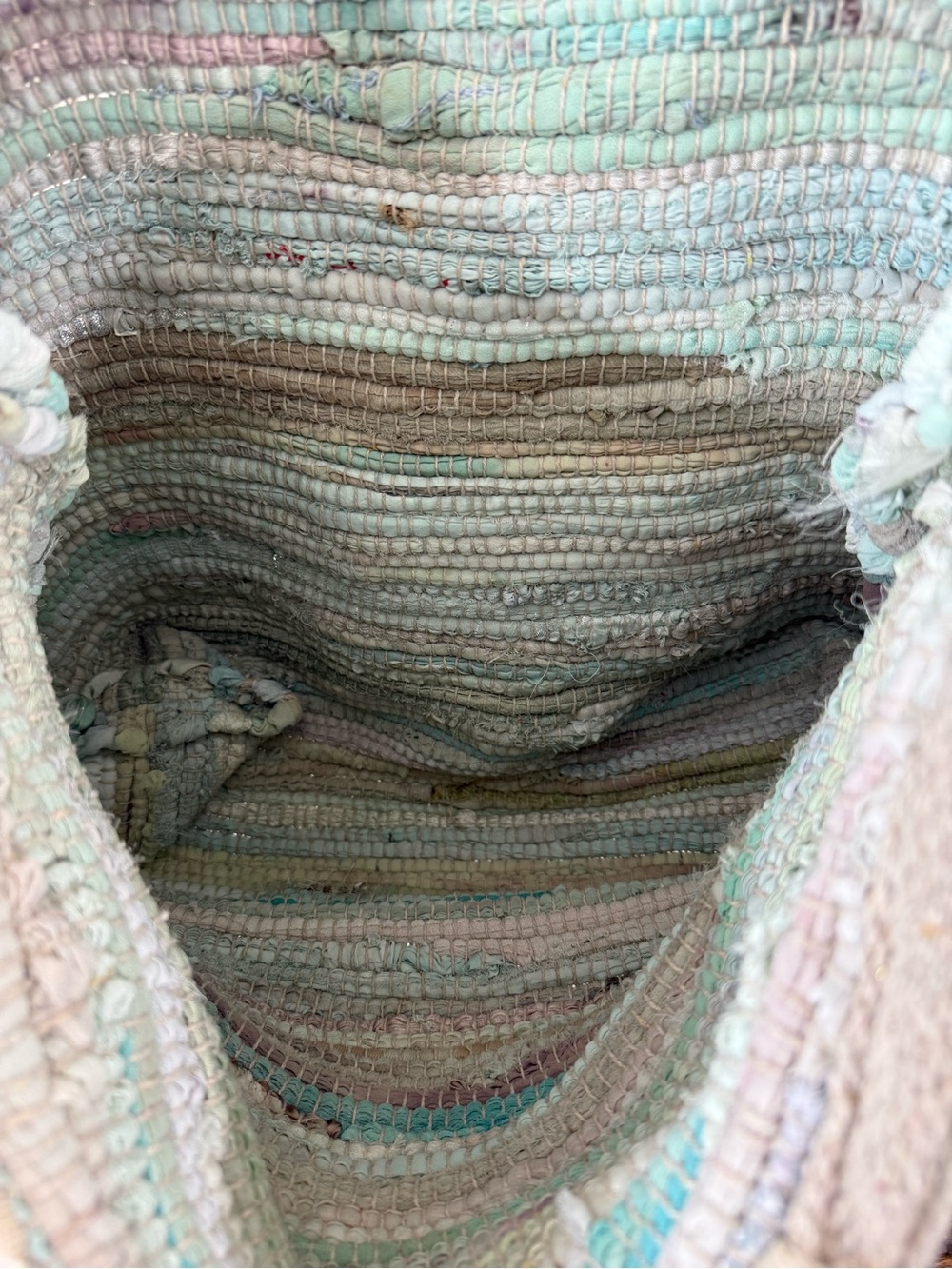 Mabelle Chindie Upcycled Light Aqua Woven Fabric Tote Bag Large - Picture 5 of 6